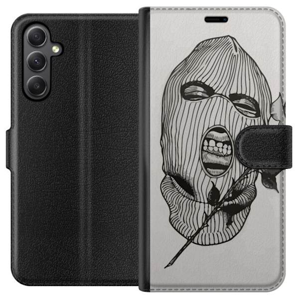 Samsung Galaxy A24 4G Lompakkokotelo Hiihtomaski Ros Katutyö Muotoilu Graafinen Kuvio Jännitys Kaupunkityyli Katutaidetta Naamiaiset Symboli