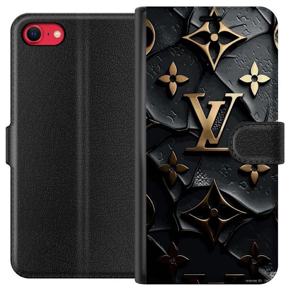Apple iPhone 7 Lompakkokotelo Louis Vuitton Tumma tila Suunnittelu Musta Ylellisyys Tyyli Muoti Suosittu Graafinen Kuvio Muotisymboli Luksusbrändi