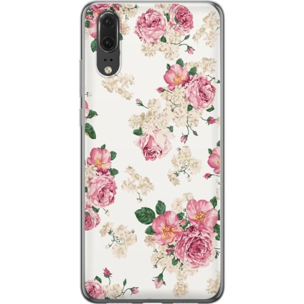Huawei P20 Gennemsigtig cover Retro Blomster