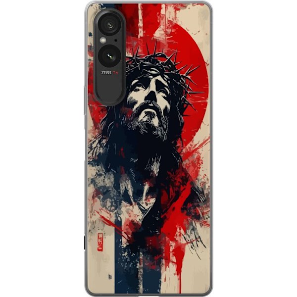 Sony Xperia 5 V Läpinäkyvä kuori Jeesus ristillä - kristillinen aihe vahvalla symboliikalla uskosta ja toivosta