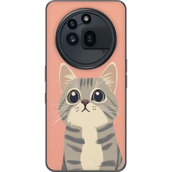 Kompatibelt Mobildeksel til Nothing Phone (3a) Pro Söt grå katt mot rosa bakgrund rosa