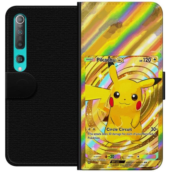 Kompatibelt Lommeboketui til Xiaomi Mi 10 5G Gullig Pikachu EX samlebilde med regnbueeffekter gull