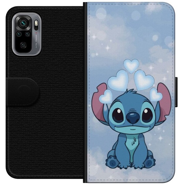 Xiaomi Redmi Note 10S Tegnebogsetui Stitch Hoppende Glæde - Sjovt Design til Gave