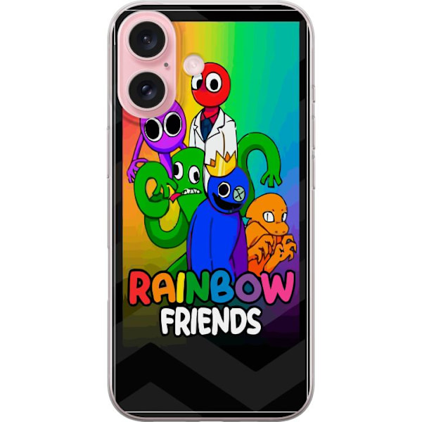 Apple iPhone 16 Gjennomsiktig deksel Rainbow Venner