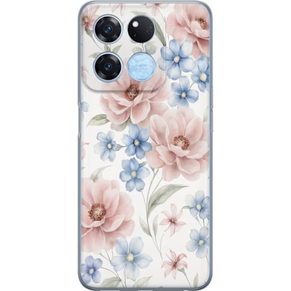 OnePlus Ace Racing Läpinäkyvä kuori Romanttiset kukat