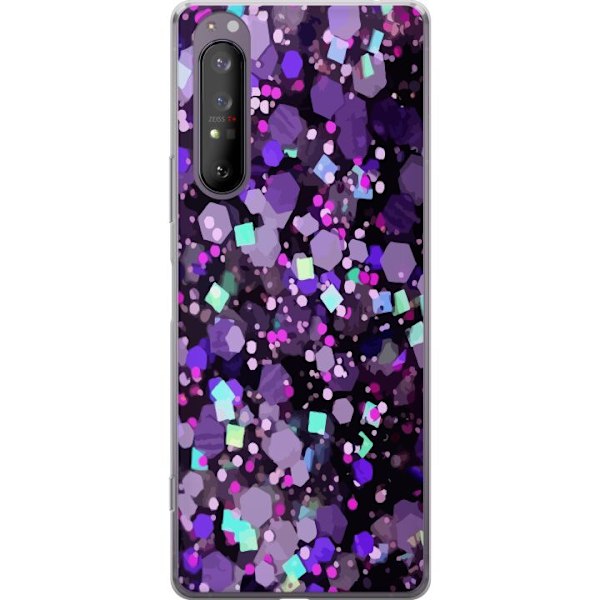 Sony Xperia 1 II Genomskinligt Skal Lila Glitter