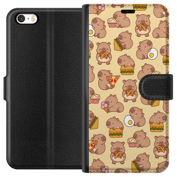 Apple iPhone 5s Tegnebogsetui Kawaii capybara mobilcover med flere søde figurer