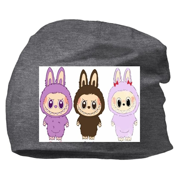 Mössa för Vuxen | Varm Beanie i Mjukt Material Labubu Pink Monster – Popkonst med Kawaii-touch Mörkgrå one size