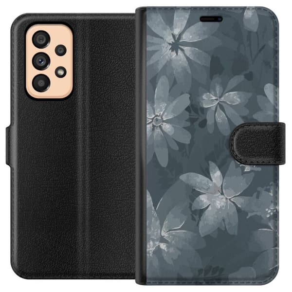 Kompatibelt Lommeboketui til Samsung Galaxy A53 5G Blomster Grå / Blå