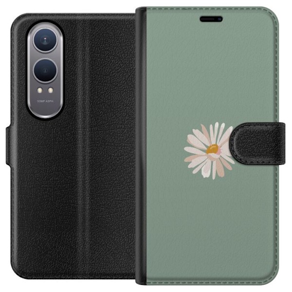 OnePlus Nord CE4 Lite Tegnebogsetui Grøn Minimalblomst - stil