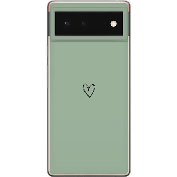 Google Pixel 6 Läpinäkyvä kuori Sydän Vihreä
