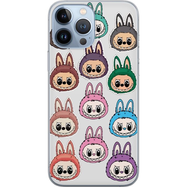 Apple iPhone 13 Pro Max Läpinäkyvä kuori Labubu Macaron Monster - Söpö Keräilyfiguuri Tyylillä