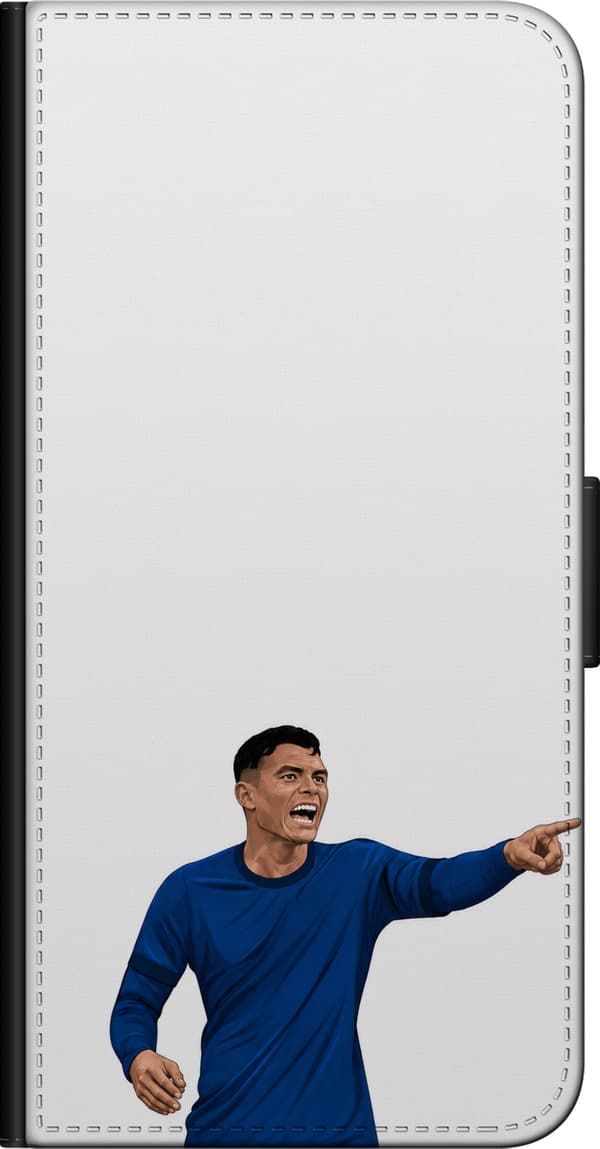 Kompatibel Tegnebogsetui til Huawei P40 Pro Silva hvid - Thiago Silva i blå kamptrøje mod hvid baggrund hvid