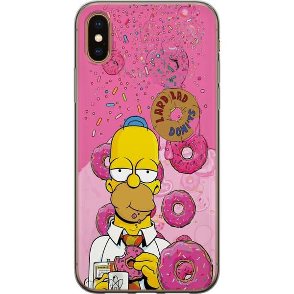 Kompatibel Mobilcover til Apple iPhone X Homer Simpson spiser lyserøde donuts mod en farverig baggrund pink