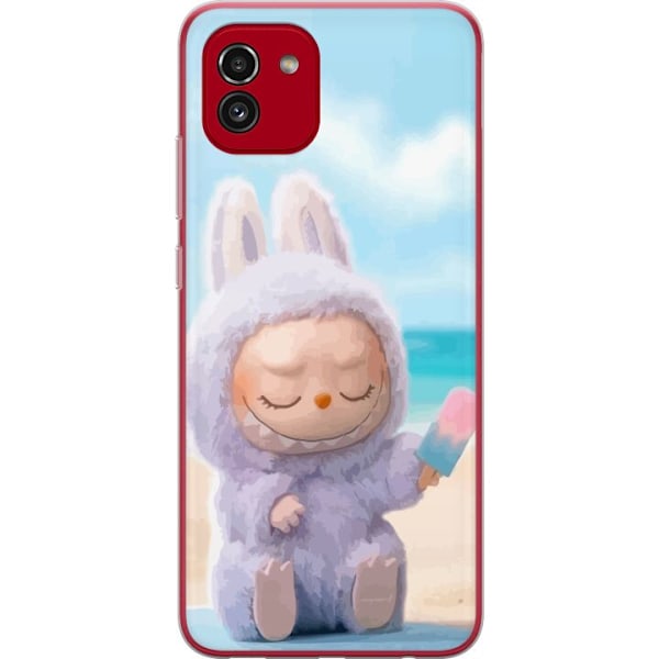 Samsung Galaxy A03 Genomskinligt Skal Labubu Pink Mood – Rosa monsterdesign