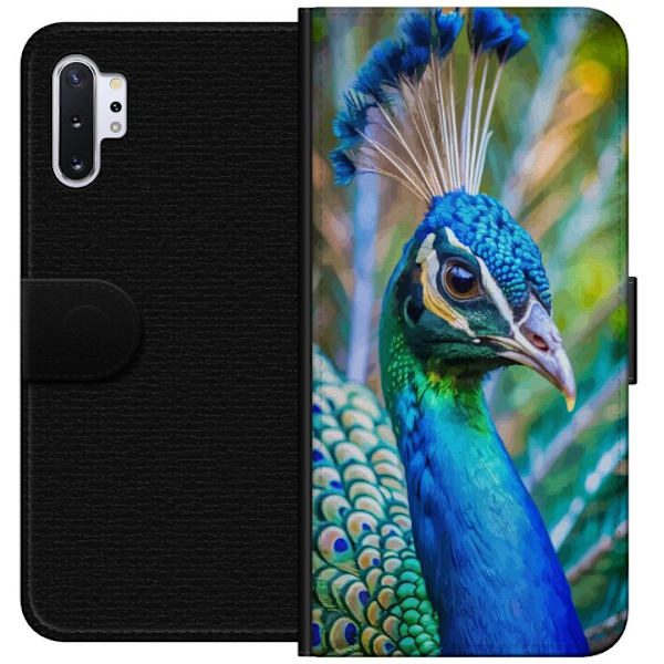 Samsung Galaxy Note10+ Lompakkokotelo Pavun Sulat Värikäs Design Lintuaihe Eksoottinen Graafinen Suunnittelu Luonto Ylellinen Koristelu