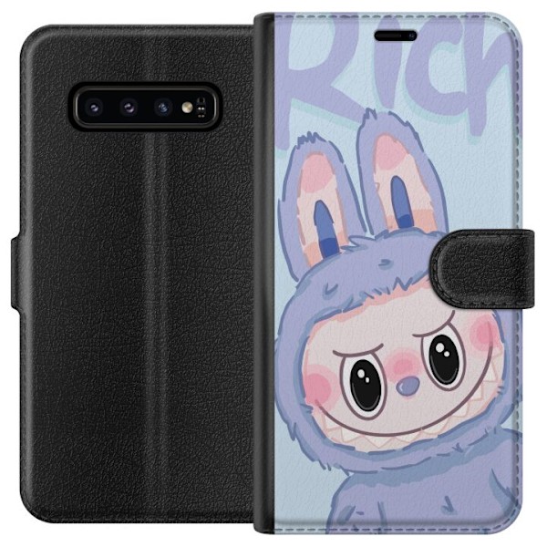 Samsung Galaxy S10 Tegnebogsetui Blå Kanin Labubu