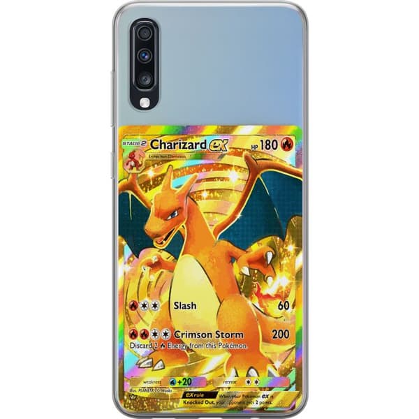 Kompatibelt Mobildeksel til Samsung Galaxy A70 GyllenCharizard EX samlerkort med regnbueeffekter gull