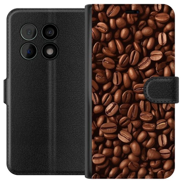 Kompatibelt Lommeboketui til OnePlus 10 Pro Kaffebönor närbild brun