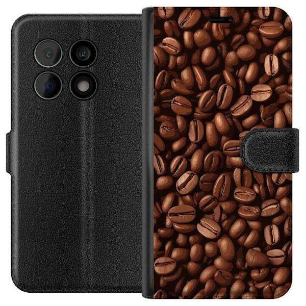 Kompatibelt Plånboksfodral till OnePlus 10 Pro Kaffebönor närbild brun
