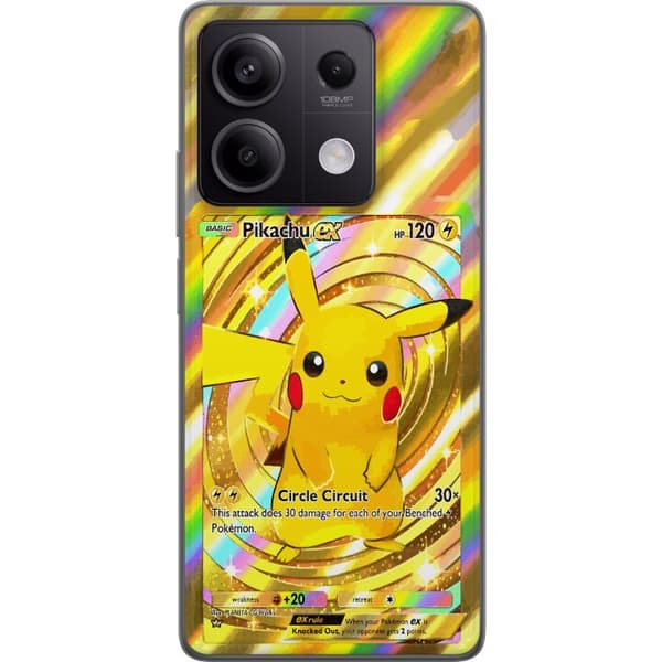 Kompatibelt Mobildeksel til Xiaomi Redmi Note 13 Gullig Pikachu EX samlebilde med regnbueeffekter gull
