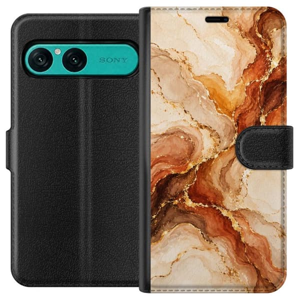 Kompatibel Tegnebogsetui til Sony Xperia 10 VII Høstagat beige