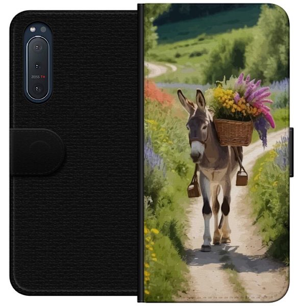Sony Xperia 5 II Tegnebogsetui Æsel Dyremotiv Rolig Design Naturmotiv Populær Dekoration Humor Grafisk Dyretema Eksotisk