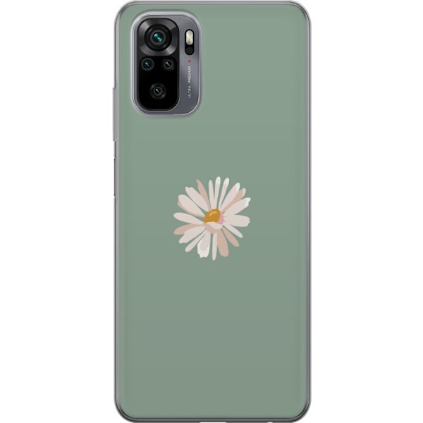 Xiaomi Redmi Note 10 Läpinäkyvä kuori Vihreä Minimalikukka - tyylikäs kukka vihreällä taustalla