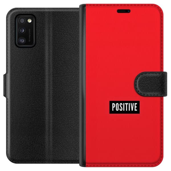 Kompatibelt Plånboksfodral till Samsung Galaxy A41 Positive text röd