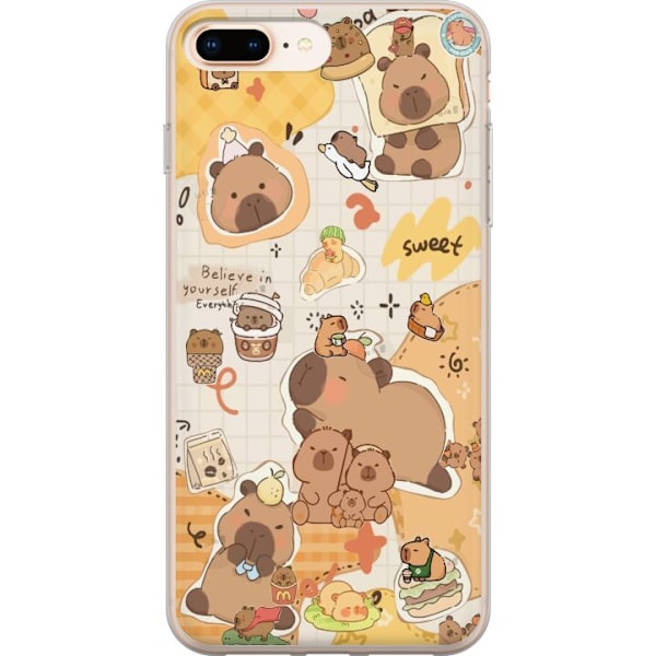 Apple iPhone 8 Plus Läpinäkyvä kuori Kawaii capybara mobilskal med gulliga djurmotiv