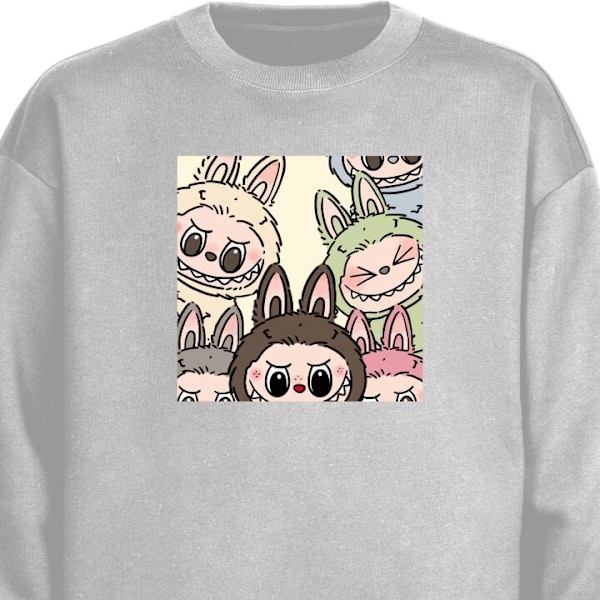 Sweatshirt til Børn | Blød & Klassisk Sweatshirt Labubu Past grå one size