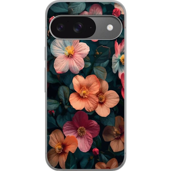 Google Pixel 9 Gjennomsiktig deksel Blomster