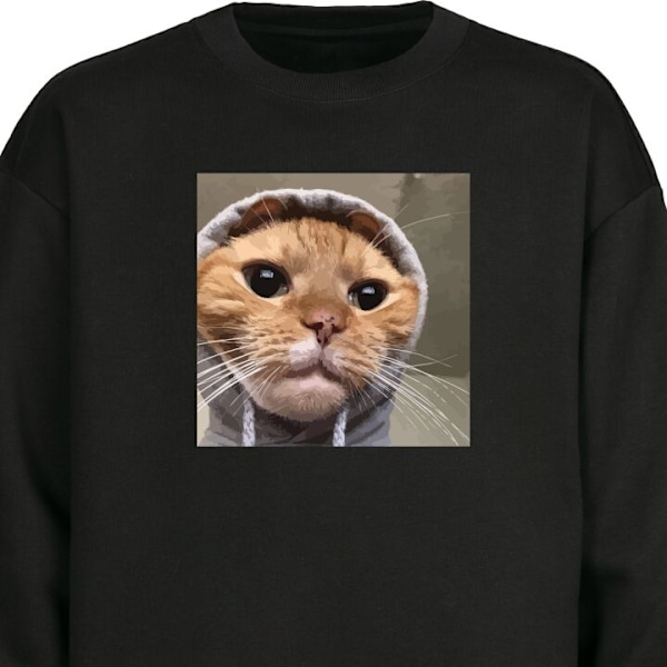 Sweatshirt til Voksne | Klassisk Collegebluse Katte Trøje sort L