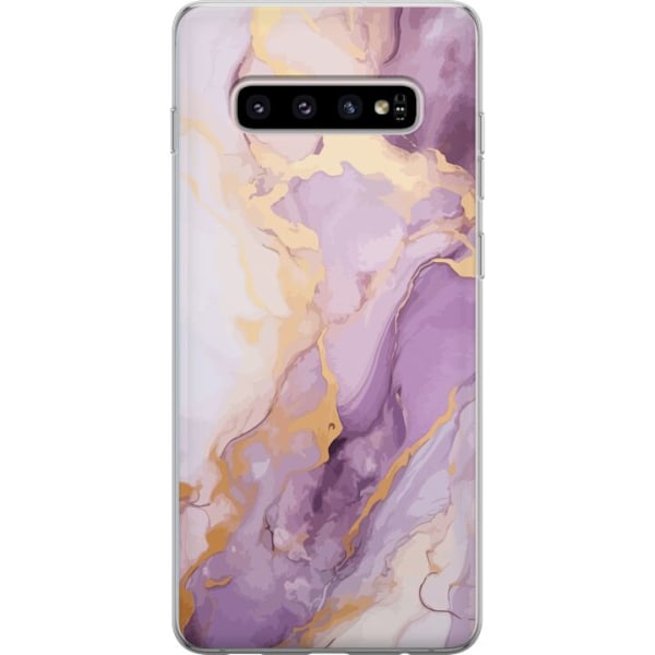 Samsung Galaxy S10+ Genomskinligt Skal Marmor Lila Guld