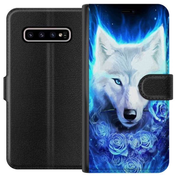 Kompatibelt Lommeboketui til Samsung Galaxy S10+ Ulv
