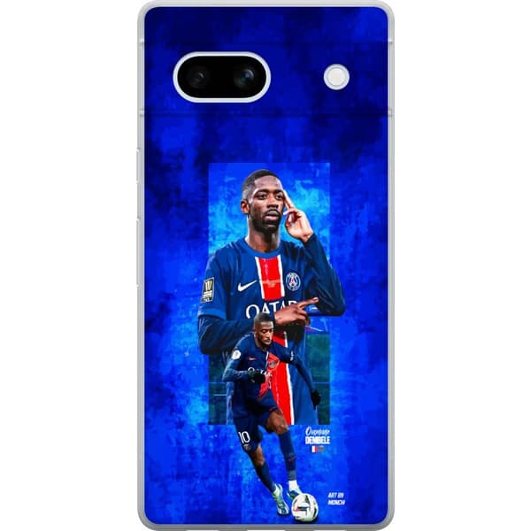 Kompatibelt Mobildeksel til Google Pixel 7a Ousmane Dembélé i mørkeblå klubbfarger med dynamisk fotballdesign og intens spillfølelse. blå