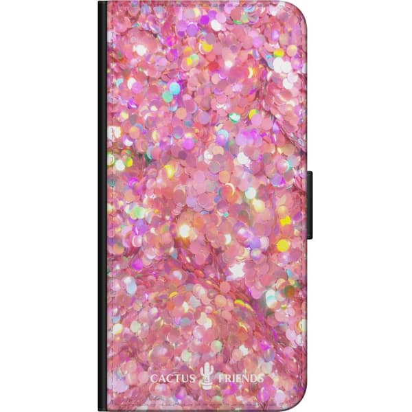 Kompatibelt Lommeboketui til OnePlus 9 Pro Kaktus og venner – rosa glitter