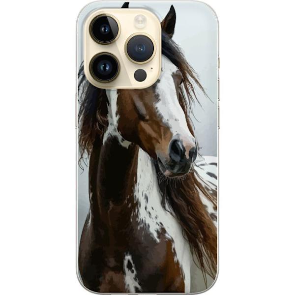 Apple iPhone 15 Pro Genomskinligt Skal Häst Djurmotiv Grafisk Design Natur Kraftfullt Motiv Populär Väggkonst Djurtema Ridning