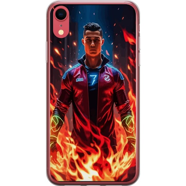 Apple iPhone XR Läpinäkyvä kuori Ronaldo Inferno - jalkapallolegenda liekeissä