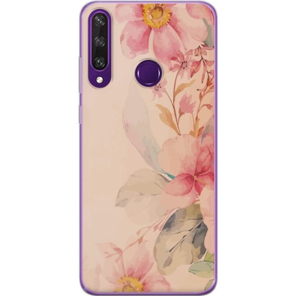 Huawei Y6p Gennemsigtig cover Farverige Blomster
