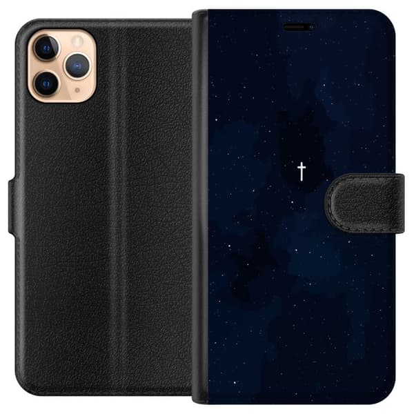 Kompatibelt Plånboksfodral till Apple iPhone 11 Pro Max Vitt kors på stjärnhimmel blå