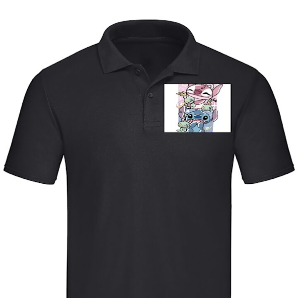 Poloshirt til Voksen | Elegant Poloshirt Stitch Sort Stor