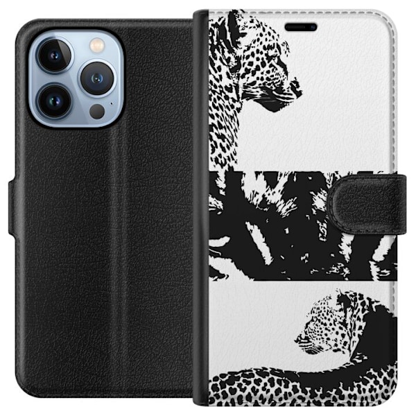 Apple iPhone 13 Pro Lompakkokotelo Leopard Faces