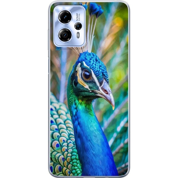 Motorola Moto G13 Läpinäkyvä kuori Pavun Sulat Värikäs Design Lintuaihe Eksoottinen Graafinen Suunnittelu Luonto Ylellinen Koristelu