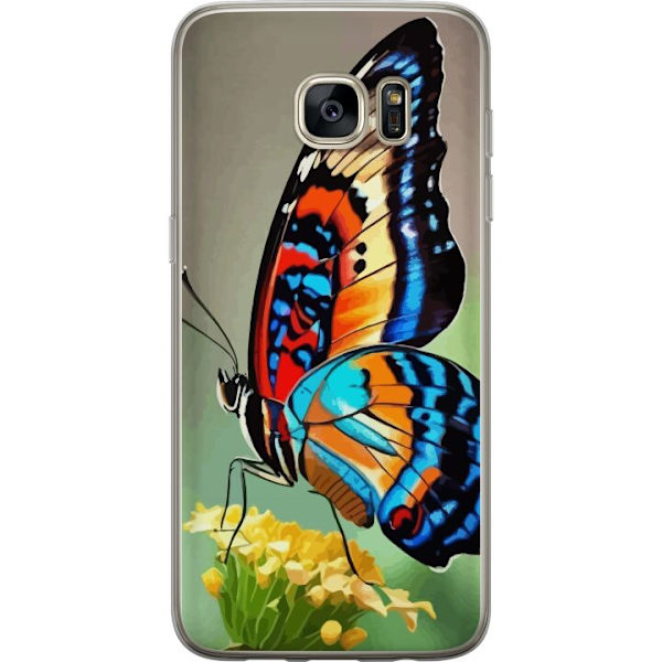 Samsung Galaxy S7 edge Genomskinligt Skal Fjäril Natur Sommar Motiv Vingar Färgstark Design Populär Dekor Grafiskt Exotiskt Tema