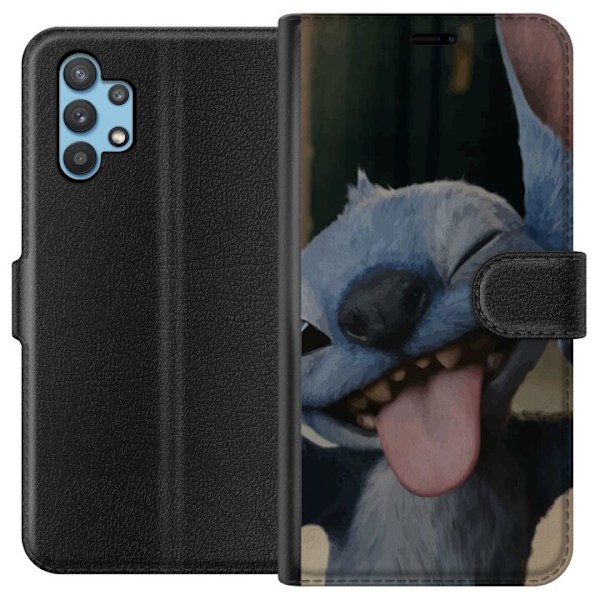 Samsung Galaxy A32 5G Plånboksfodral Stitch Söt Alien – Blå Favorit från Yttre Rymden