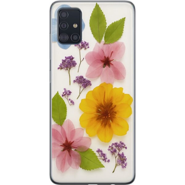 Samsung Galaxy A51 Genomskinligt Skal Pressade blommor