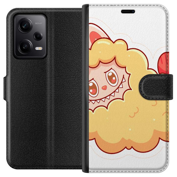 Xiaomi Redmi Note 12 Pro Lompakkokotelo Labubu Pesukarhu Pop Mart Hahmo Keräilyesine Söpö Suunnittelu Suosittu Teema Taideteos Leikkisarja