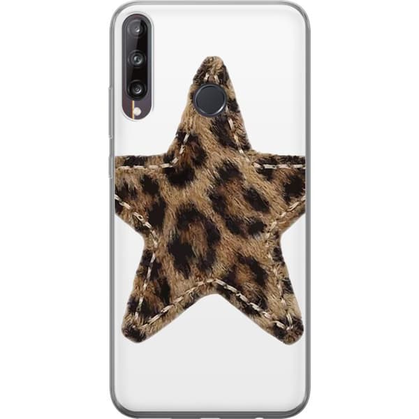 Kompatibel Mobilcover til Huawei P40 lite E Stjernemotiv med brunt og sort leopardmønster samt dekorative sømdetaljer brun