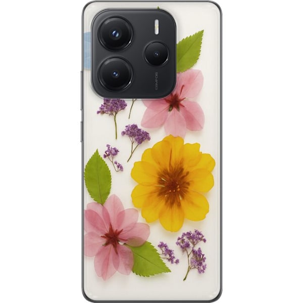 Xiaomi Redmi Note 14 Genomskinligt Skal Pressade blommor